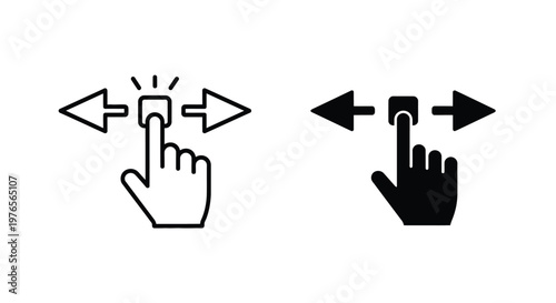This clear graphic design presents a hand icon interacting with a swipe or scroll element, symbolizing intuitive web or app interface navigation and user experience.