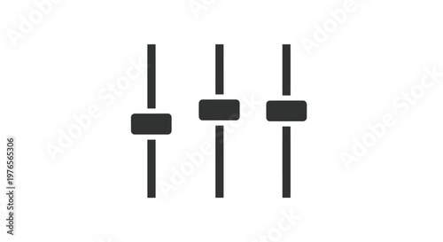 Minimalist vector graphic illustration of three vertical adjustment sliders used for controlling audio levels or digital settings within a professional user interface design software platform system