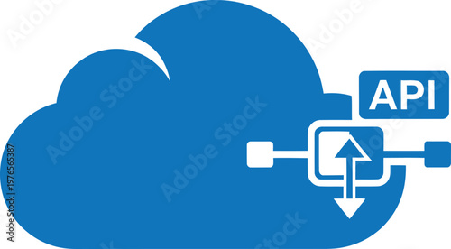 Blue cloud api integration icon for software development