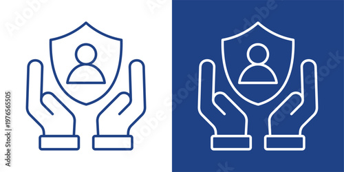 Safe Guarding Blue And White Icon Style Collection