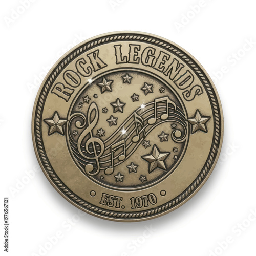 Rock Legends Music Coin Est 1970 Design.