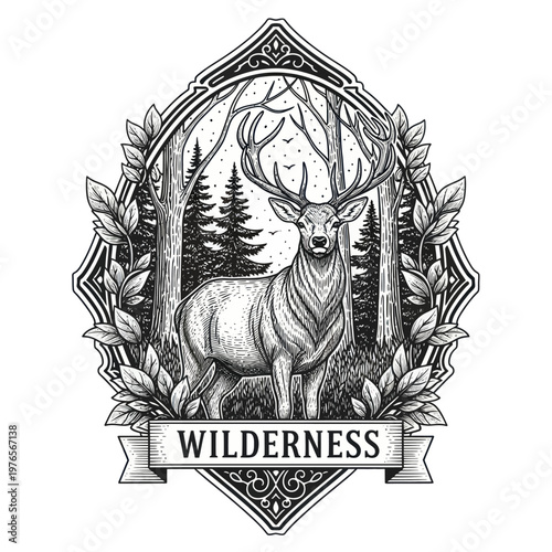 Majestic Stag Standing Proudly in a Forest Clearing.