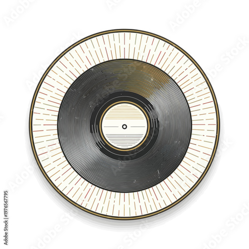 Vintage Vinyl Record With Decorative Pattern.