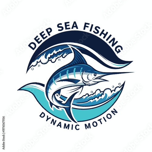 Majestic Marlin Leaping from Dynamic Ocean Waves.