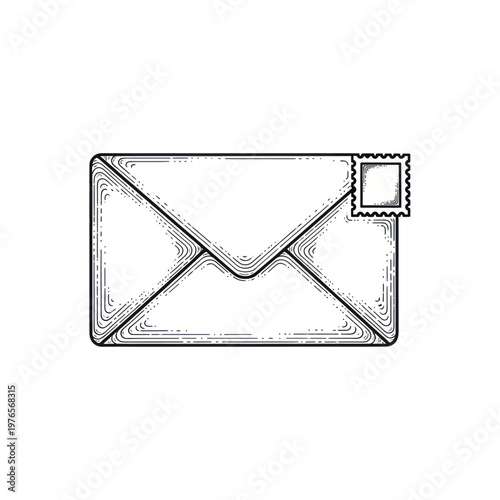 Vintage Envelope with Postage Stamp Illustration.