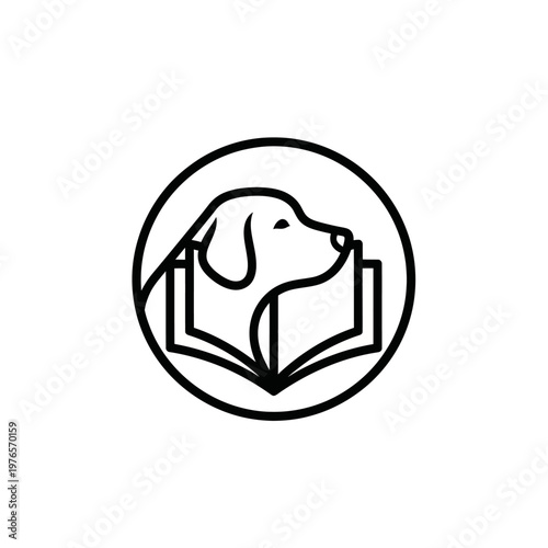 Dog Reading Book Logo Design.