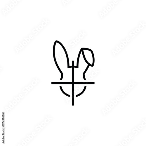 Minimalist Line Art of a Bunny Rabbit Head with Crosshairs.