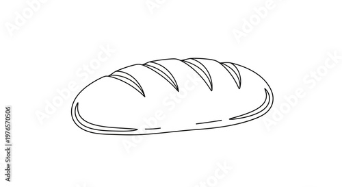 Simple Line Art Illustration of Freshly Baked Bread Loaf