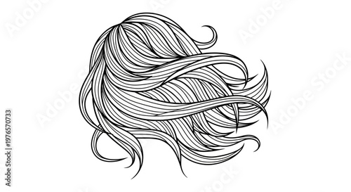 Wallpaper Mural Stylized Wavy Hair Illustration - Black and White Torontodigital.ca