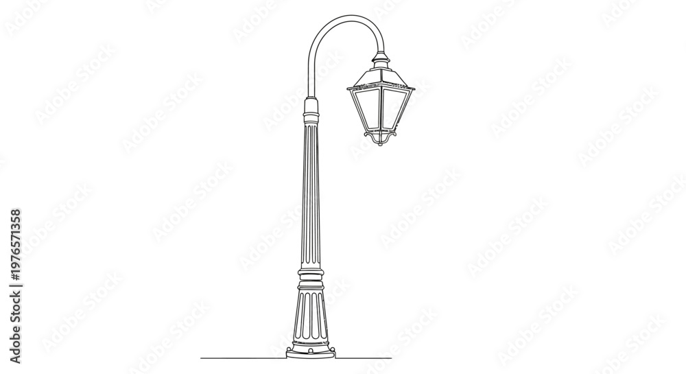 Obraz premium Vintage Street Lamp Post - Single Line Drawing Illustration