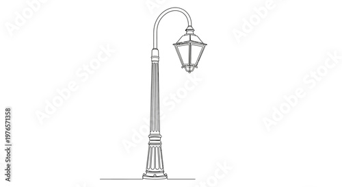 Wallpaper Mural Vintage Street Lamp Post - Single Line Drawing Illustration Torontodigital.ca