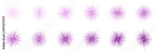Purple Starburst Light Effects for Sci-Fi Gaming UI and Magic Spells