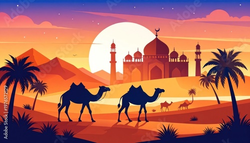 A serene desert vista under a radiant moon.