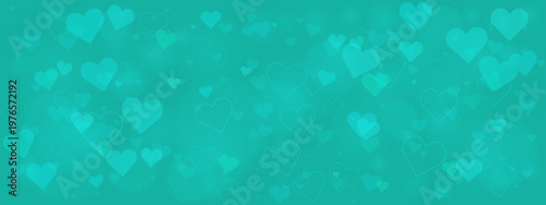 Teal Heart Bokeh Background for Mental Health Awareness and Wellness Graphics
