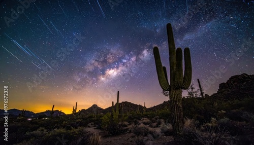 Celestial expanse over desert landscape