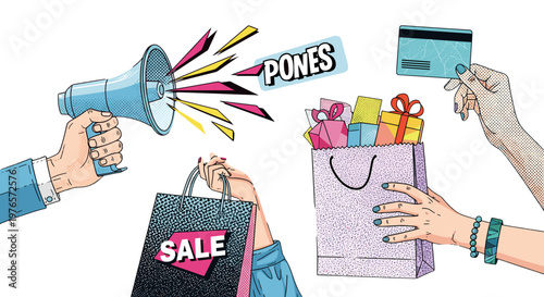 Digital marketing and shopping online with mobile and computer devices