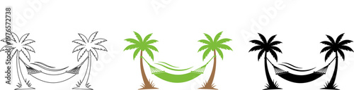 Woman Relaxing in Hammock on Tropical Beach at Sunset Silhouette