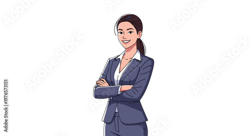 Confident businesswoman standing with arms crossed in formal suit