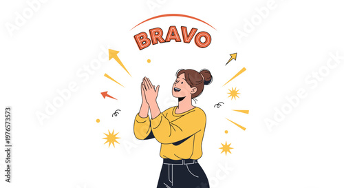 Happy woman clapping with applause and celebration gesture