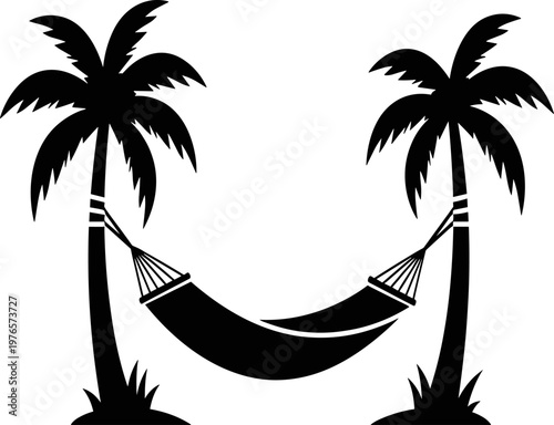 Woman Relaxing in Hammock on Tropical Beach at Sunset Silhouette