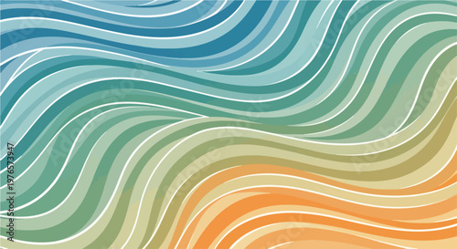 A swirling, gradient, abstract design of colorful, undulating stripes