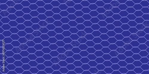 Curved net pattern with blue background. Seamless design for sportswear or equipment like soccer goals, volleyball nets, basketball hoops, hockey nets, and athletic gear.
