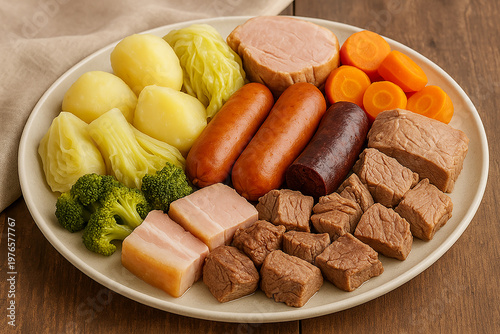 traditional dish of the Azores is Cozido das Furnas  stock photo 