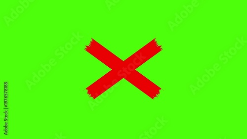 cross mark animation green screen, Wrong Symbol in Motion graphic, red cross mark icon brushstroke animation Transparent background. Red X letter, Prohibition. Error. Wrong marker,