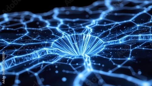 Futuristic Digital Crack Crystalline Surface with Neon Glow