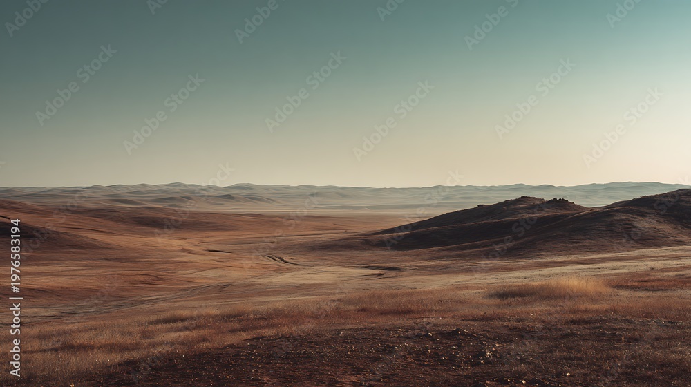 Fototapeta premium Desert landscape with brown sand dunes.