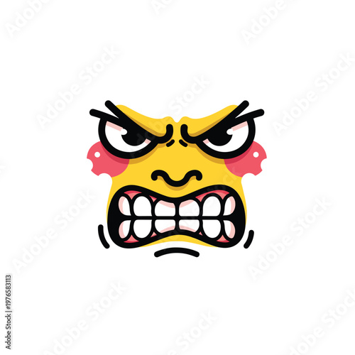 Angry yellow face emoji with gritted teeth and furrowed brows.