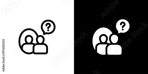 Introspective Analysis icon concept with flat Black White Background. Vector illustration.
