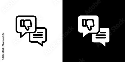 Critique Feedback icon concept with flat Black White Background. Vector illustration.