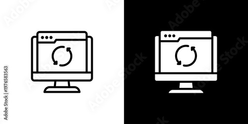 Update icon concept with flat Black White Background. Vector illustration.