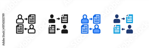 Shared Document Cloud icon multiple style collection. Vector illustration.