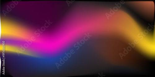 A smooth abstract gradient with flowing waves of pink, yellow, and deep purple blending into dark tones, creating a soft, luminous and modern visual atmosphere.