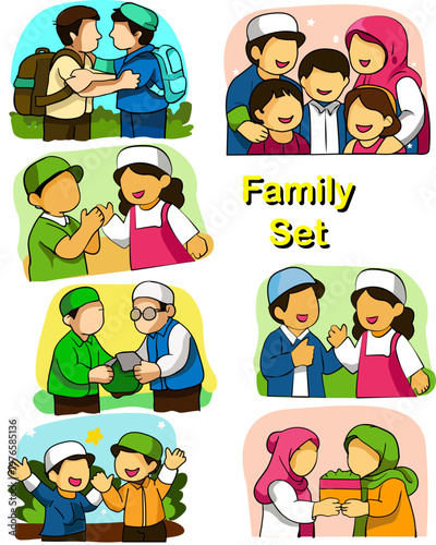 Happy family icon,Get together with your siblings 