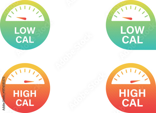 Low Calorie and High Calorie Label Set (Food Nutrition Indicator)