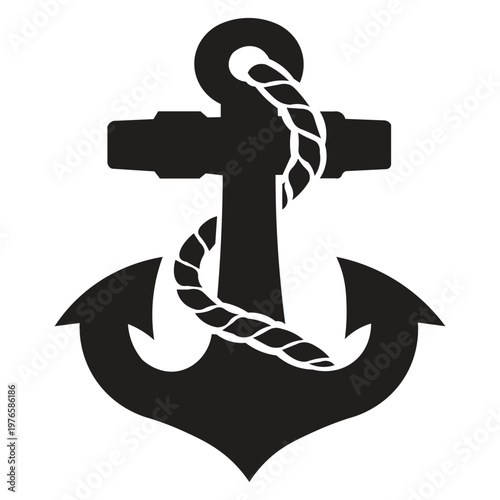ship anchor silhouette illustration A ship anchor is a heavy tool made of iron, steel connected by a chain to a ship, functioning to hold the ship on the bottom of the water so that it does not drift 