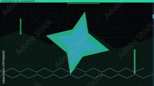 Abstract brutalist graphic design animation featuring geometric shapes and organic nature text for modern background