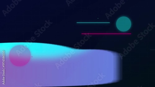 Abstract Futuristic Motion Graphics Background with Glowing Geometric Shapes Fluid Waves and Cyber Tech Grid