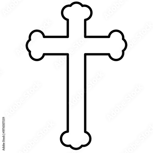 Christian cross Black cross symbol vector illustration religious faith sign, Christian crucifix icon, minimalist spiritual design, isolated graphic