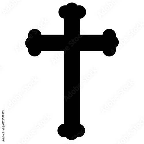 Christian cross Black cross symbol vector illustration religious faith sign, Christian crucifix icon, minimalist spiritual design, isolated graphic