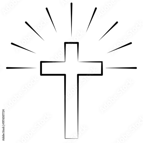 Christian cross Black cross symbol vector illustration religious faith sign, Christian crucifix icon, minimalist spiritual design, isolated graphic