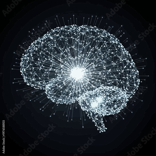 Abstract digital neural network brain visualizing artificial intelligence and technology