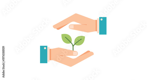 Hands Protecting Green Plant Symbolizing Environmental Care