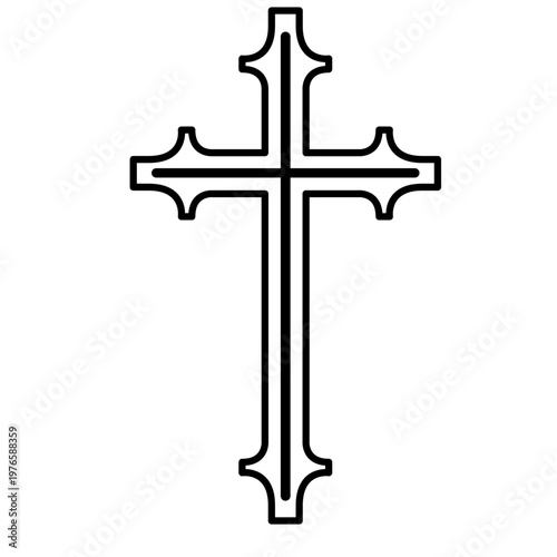 Christian cross Black cross symbol vector illustration religious faith sign, Christian crucifix icon, minimalist spiritual design, isolated graphic