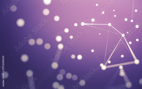 Abstract background. Molecules technology with polygonal shapes, connecting dots and lines. Connection structure. Big data visualization.