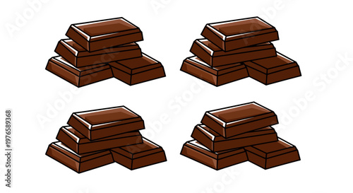 Delicious Stacks of Illustrated Chocolate Bars, Ideal for Sweet Dessert and Snack Time Cravings