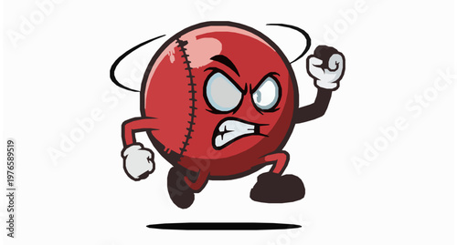 Funny Cricket Ball Cartoon Mascot Vector – Sports Character Illustration with Motion Effects